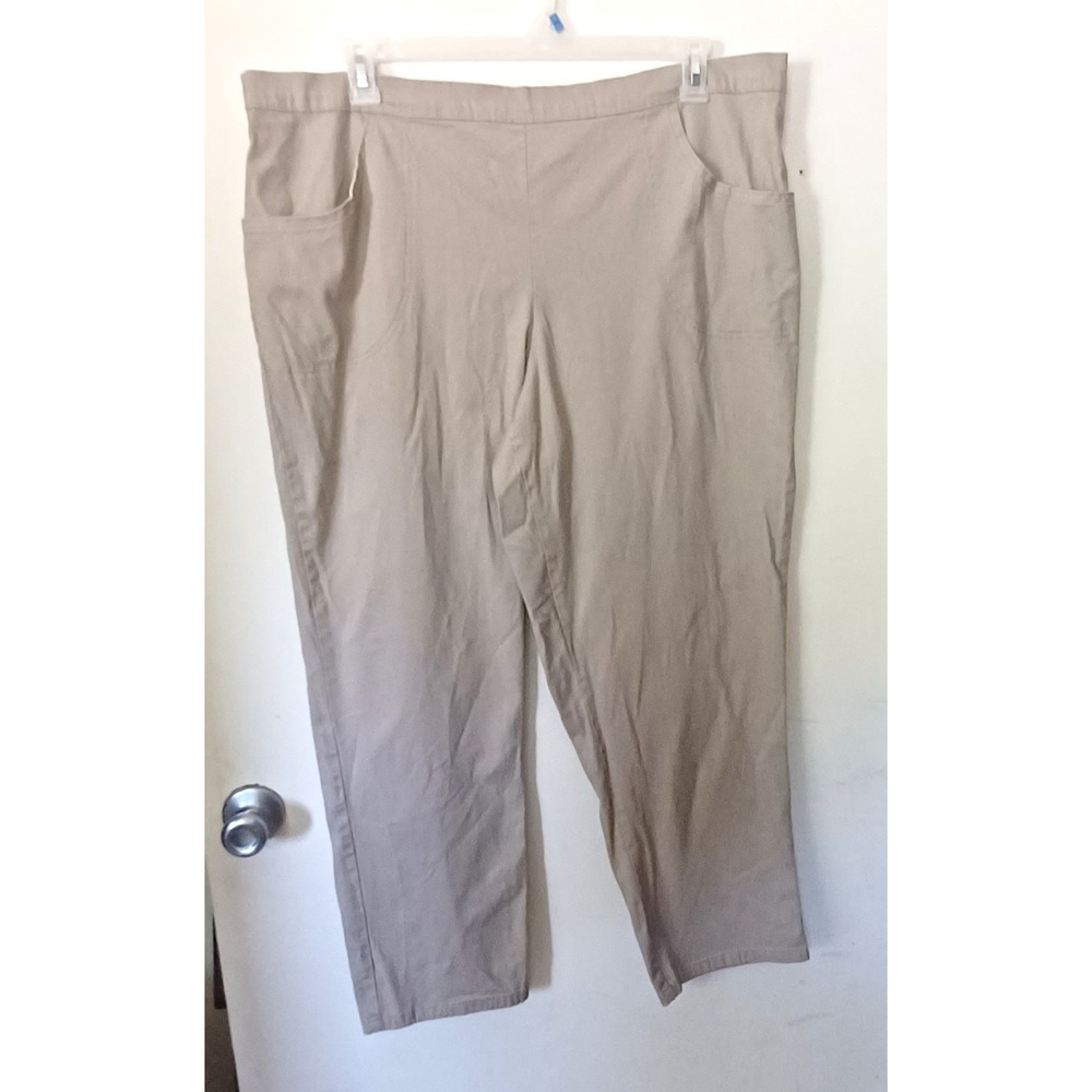 Just My Size Pants Women 3X 22W 24W Khaki Tan Pull On Elastic Waist Straight Leg